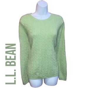 L.L. Bean Lambswool Blend Cable Knit Green Sweater - Women’s XL